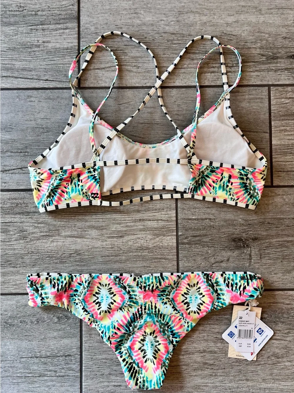 Billabong Bikini Set Size Medium NWT Tie Dye Reversible Bottoms Beach Surf